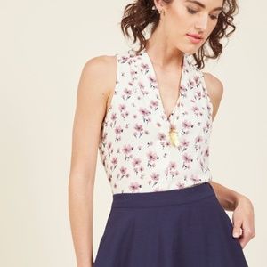 Distinctly Decadent Sleeveless Top in Ivory Floral